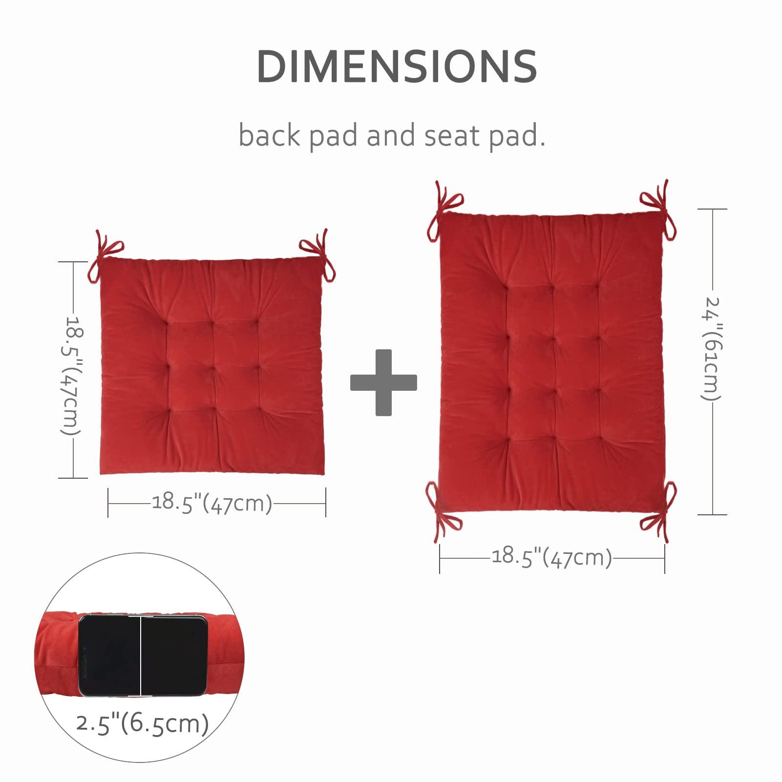 ELFJOY ELFJOY Rocking Chair CushionS Rocking Chair Pads for Wooden Rocking Chair Cushion for Rocking Chair Premium Tufted Back and Seat Cushion 2 piece Set (Red)