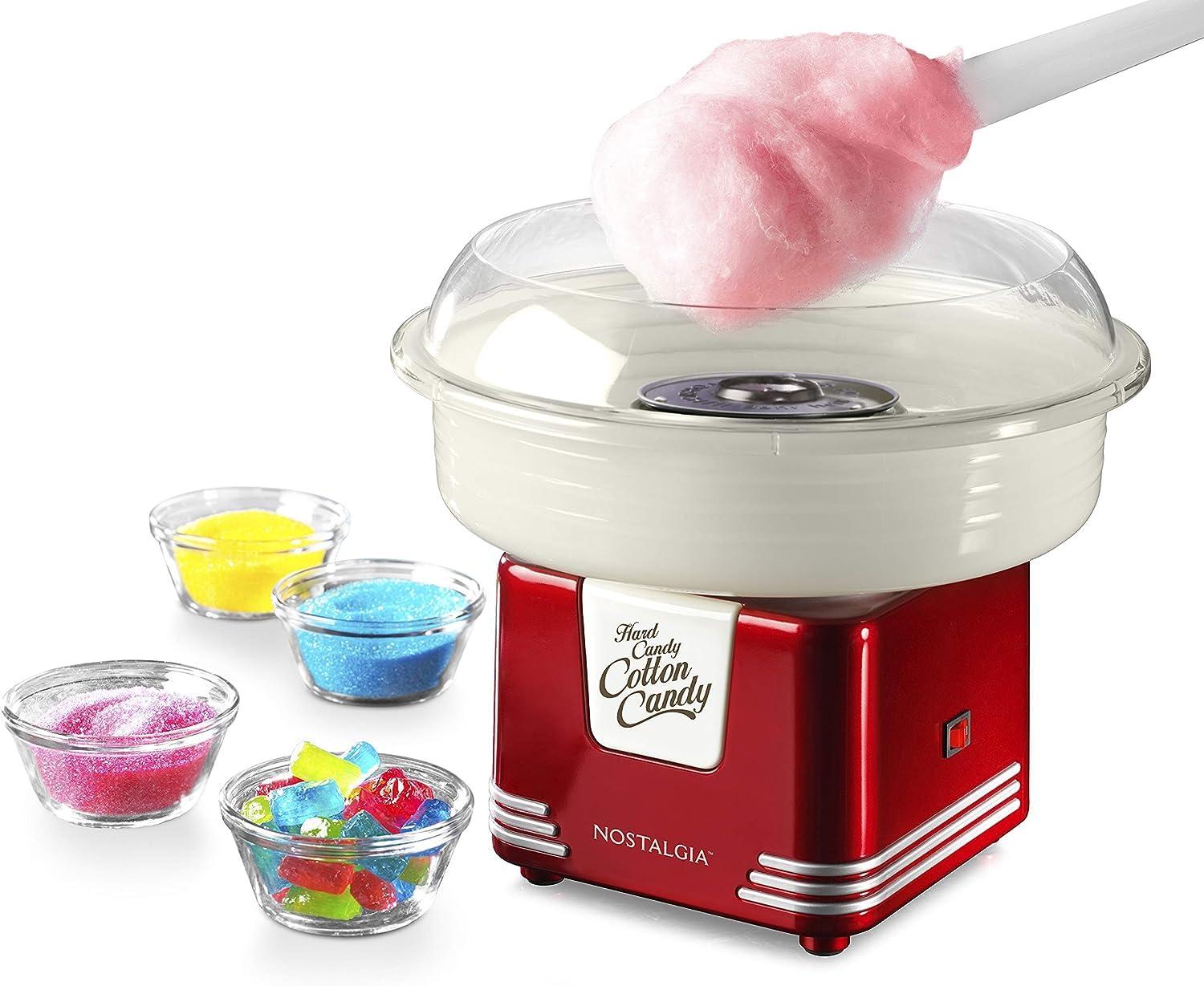 Nostalgia Nostalgia Cotton Candy Machine - Retro Cotton Candy Machine for Kids with 2 Reusable Cones, 1 Sugar Scoop, and 1 Extractor Head Retro Red