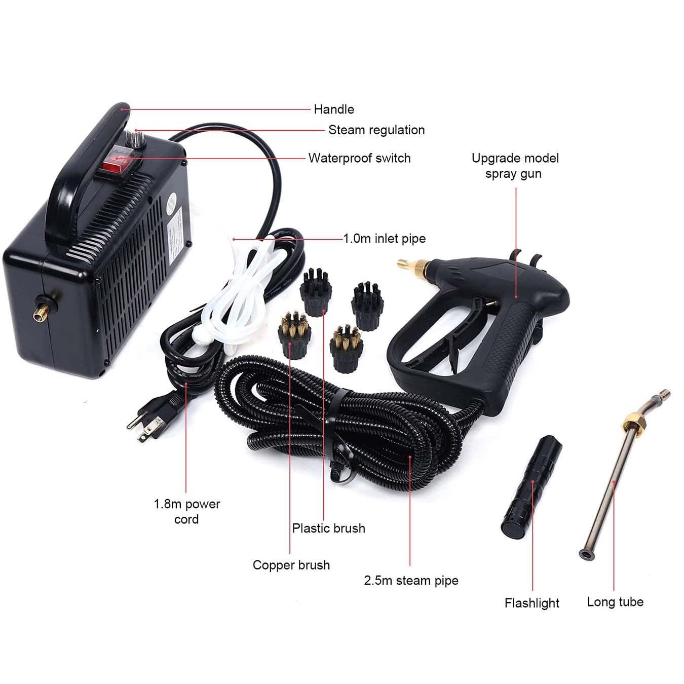 RESKIU Portable Upholstery Cleaner, 1700W/2600W High Pressure Steam Cleaner Hand-held Portable Steam Cleaning Machine Automatic Pumping for Kitchen, Bathroom, Car Seat, Sofa, Floor,110V-1700W