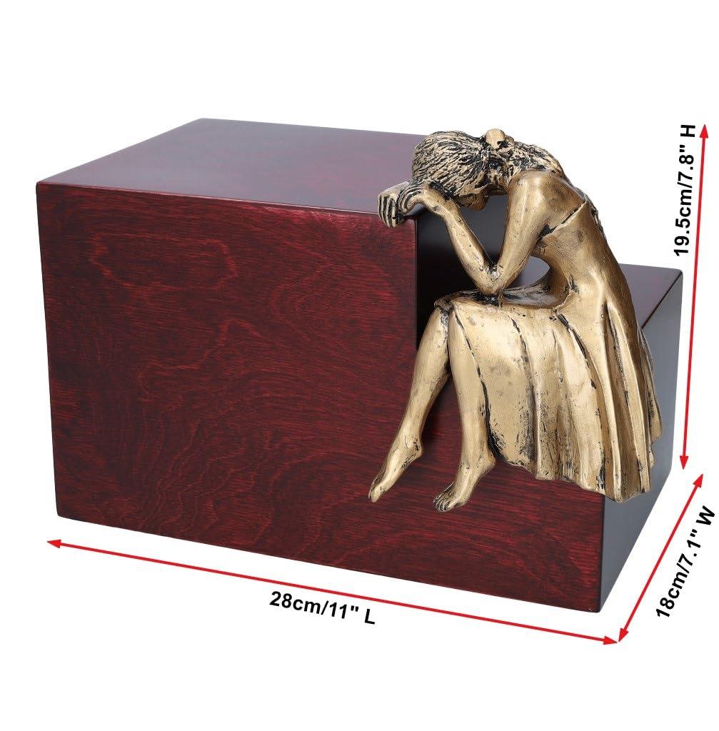 Gregspol Ltd Unique Artistic Cremation Urn for Ashes Adult Funeral Urn/Casket Nostalgia Sculpture Funeral urn Angel (Bronze Plated/Light Brown)