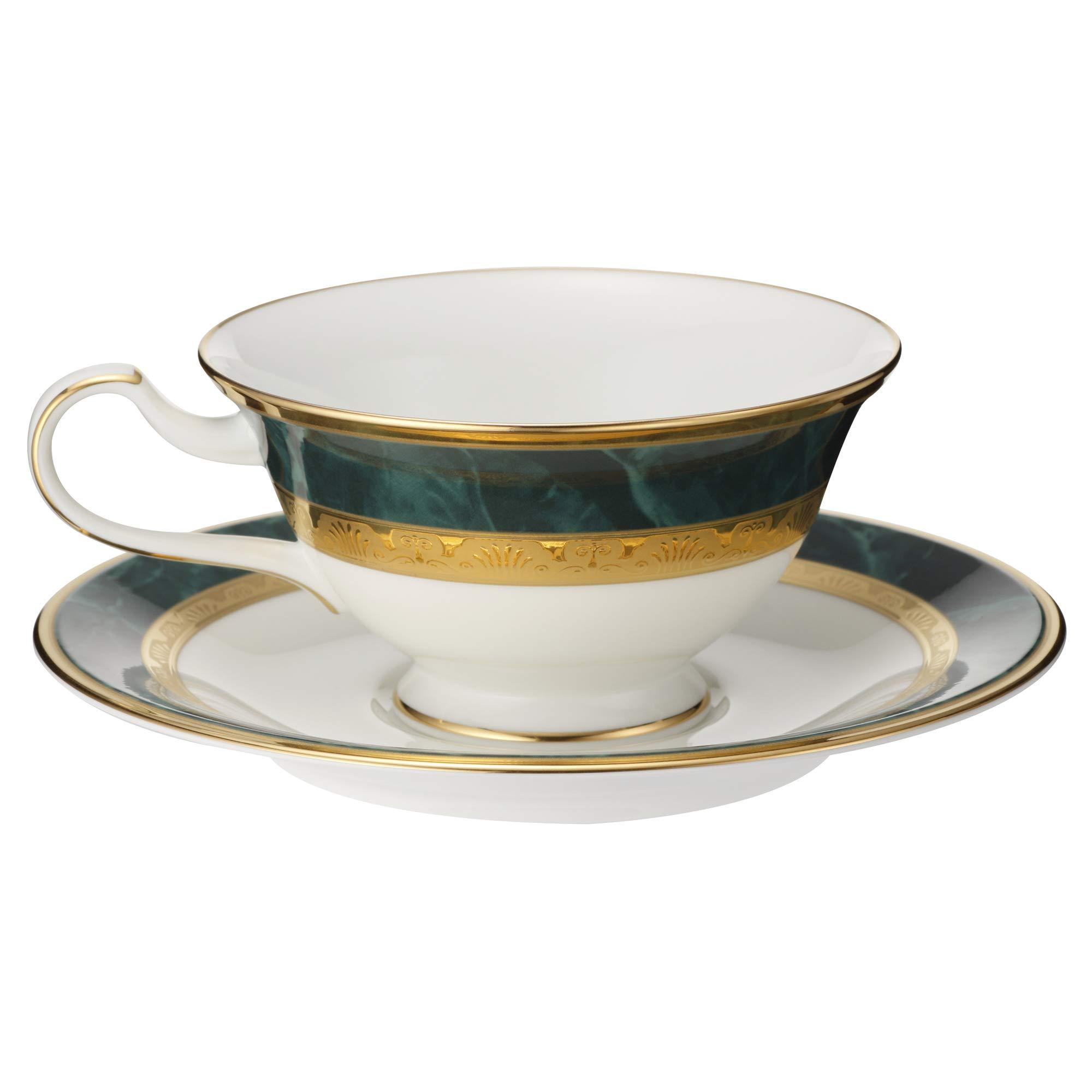 Noritake Noritake Y6988/4712 Noritake Cup & Saucer (Pair Set) (For Both Coffee and Tea) 7.8 fl oz (220 cc), Fitzgerald, 2 Guests, Green, Bone China