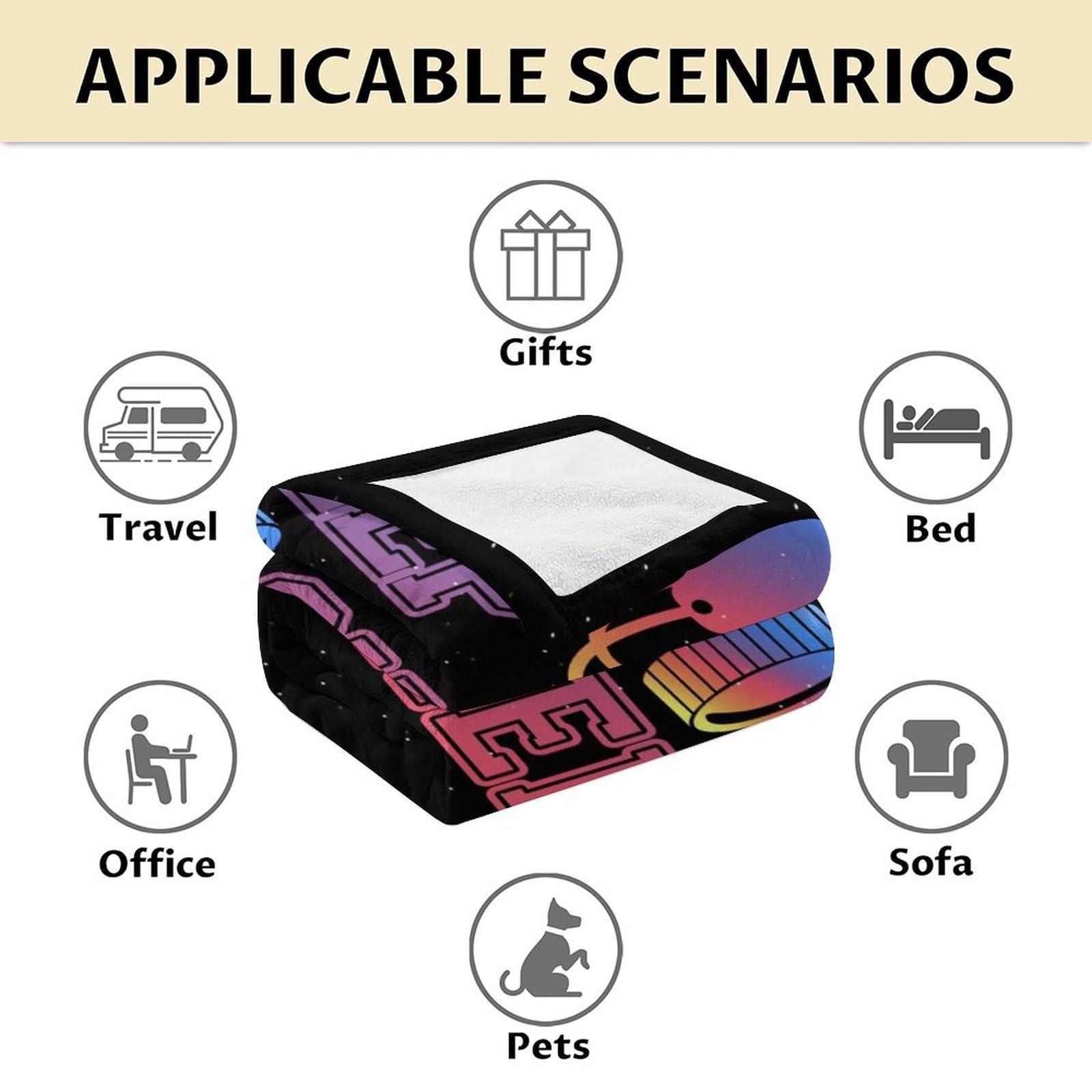 COOPASIA Hockey Blanket Gifts - 60\"x80\" Sports Throw Blanket for Boys Girls - Blue Soft Plush Blankets for Bed, Couch & Living Room