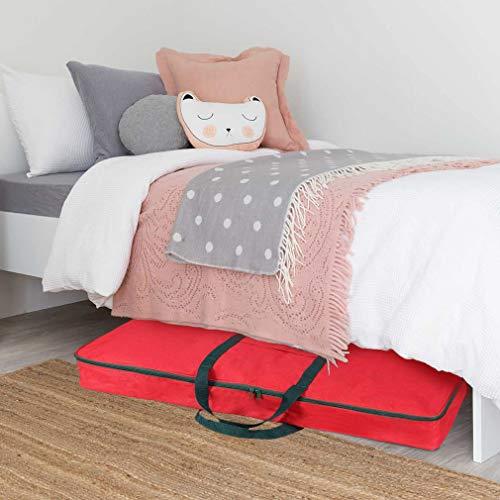 Primode Primode Christmas Wrapping Paper Storage Bag with Pockets | Gift Wrap Organizer Container | 37 x 14 x 4 | Underbed Durable Box Made of 600D Oxford Material (Red)