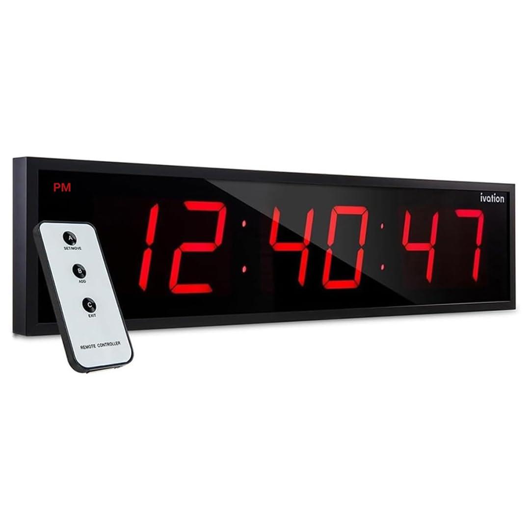 Ivation Ivation Huge Large Big Oversized Digital LED Clock - Shelf or Wall Mount (36 Inch - Red) | 6-Level Brightness, Mounting Holes & Hardware