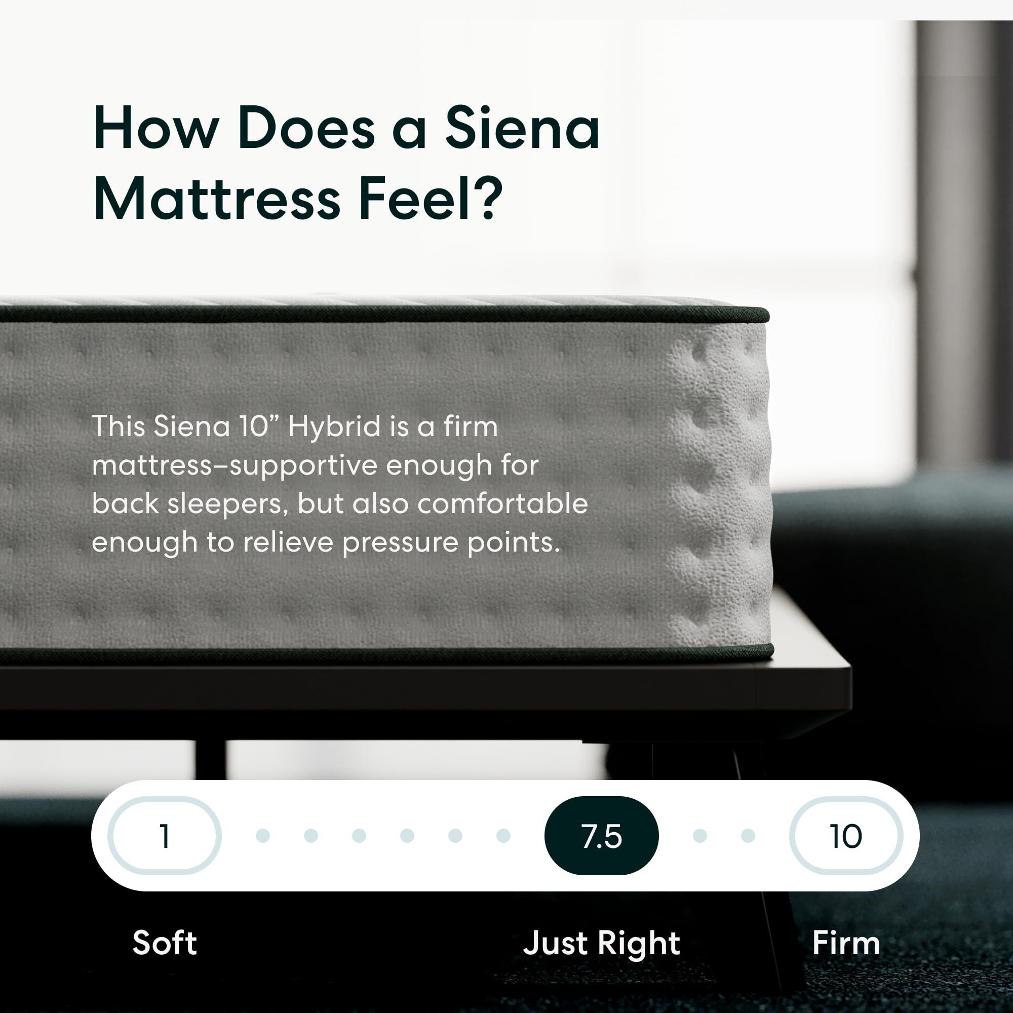 Siena Siena 10 Cal King Hybrid Firm Mattress with Bed Frame - Grey - Memory Foam & Innerspring System - Premium Pressure Relieving Layers - 180-Night Trial - 10 Year Mattress Warranty - Easy Assembly