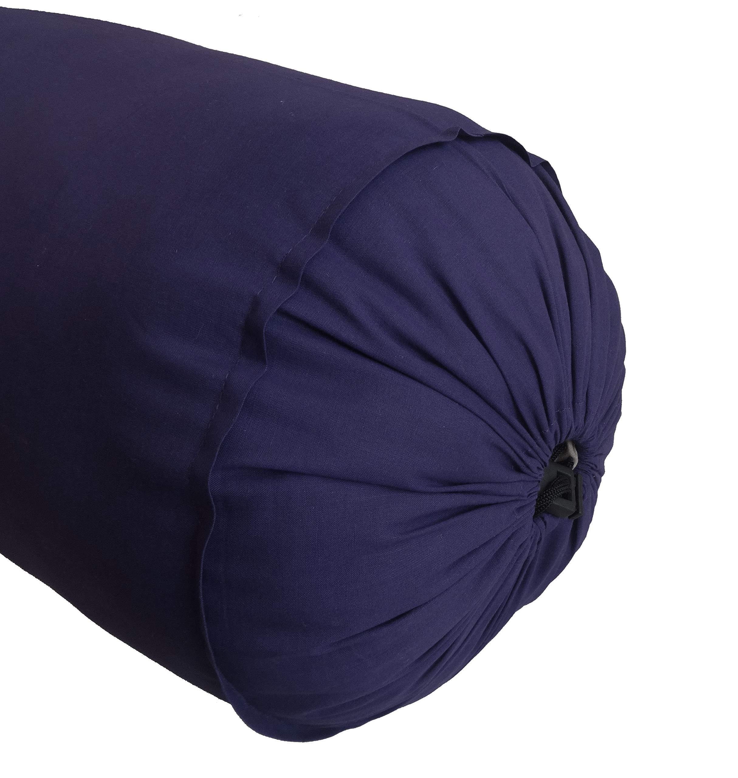 Saffron Navy Blue Bolster Pillowcase - Neck Roll Round Bolster Cover for Bed Sofa Chair Couch Lounge Cotton 6\" Diameter x 34\" Long (15 cm Diameter x 86 cm Long) Removable Cover