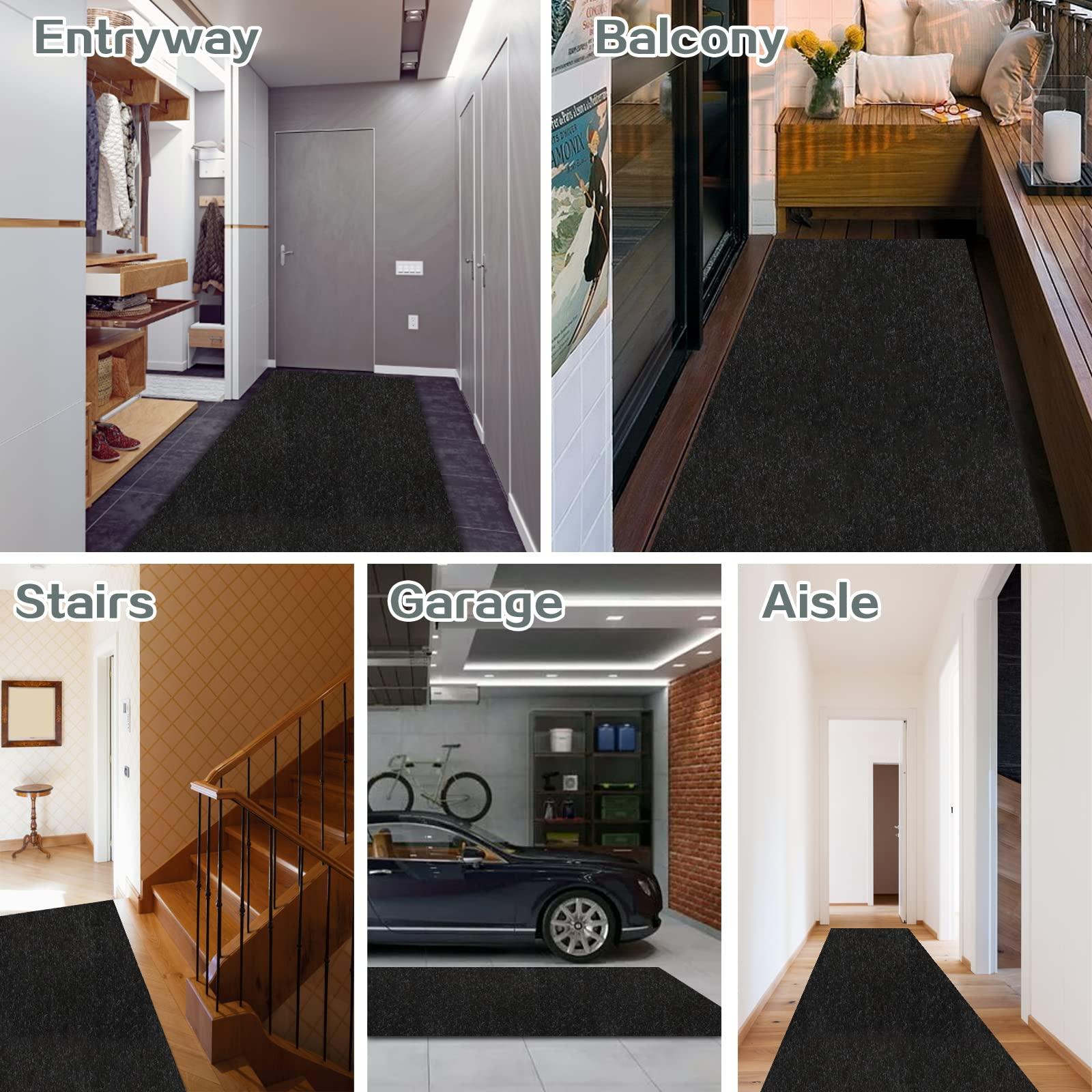 ZGR HOME&GARDEN Custom Size Runner Rug 3 ft x 21 ft, ZGR Carpet Runners Hallway Entryway Kitchen Garage Laundry Room Area Rugs with Non-Slip Rubber Backing, Black