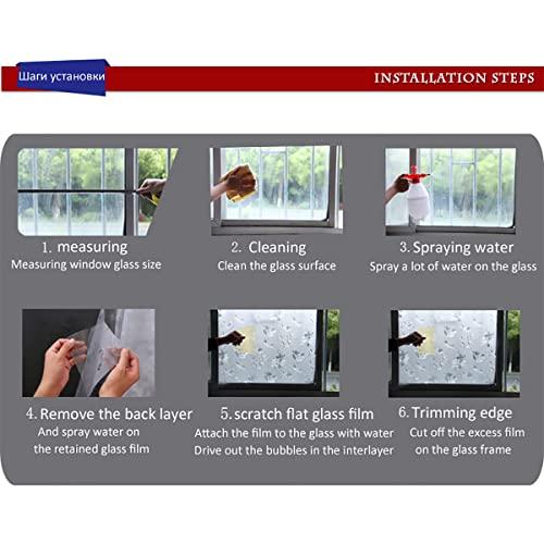 G01-ART Stained Glass Window Film Self Adhesive Blue Line Modern Removable Window Tint Film Privacy Privacy Film Application Kit 17.7inch x 35.4inch (L+R,2PCS)
