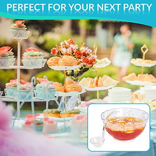 Upper Midland Products Premium Quality Plastic Punch Bowl With Ladle - Large 2 Gallon Bowl With 5 oz Ladle by Upper Midland Products