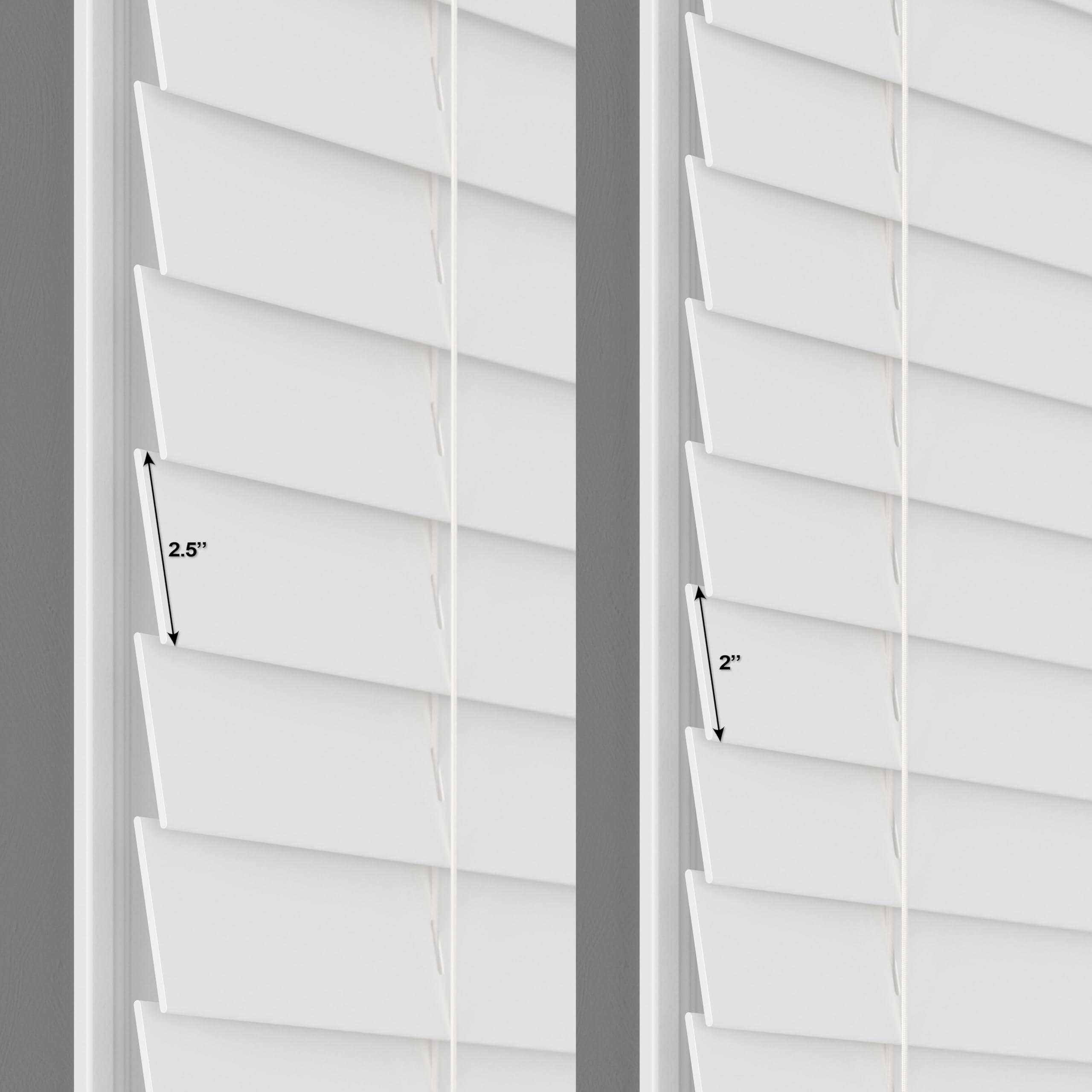 Lumino 2.5 Inch Cordless Faux Wood Blind, 60" W x 60" L - White Plantation Style Venetian Blinds, Over 400 Custom Sizes Starting at 29.97, Room Darkening Shades for Interior Windows by Lumino