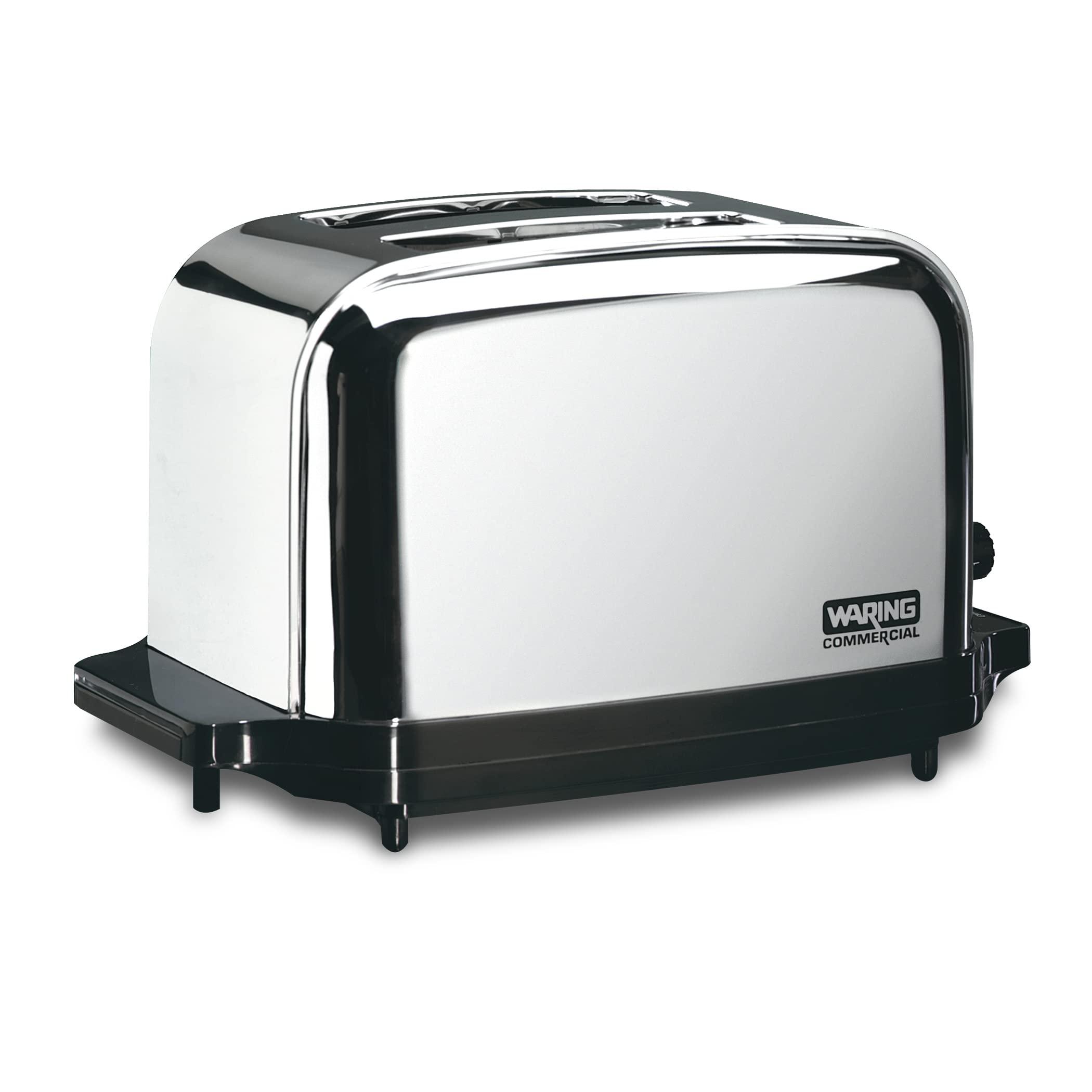 Waring Commercial Waring Commercial WCT702 2-Slice Commercial Light Duty Pop-Up Toaster, 120V, 5-15 Phase Plug, Silver, 2-Compartment