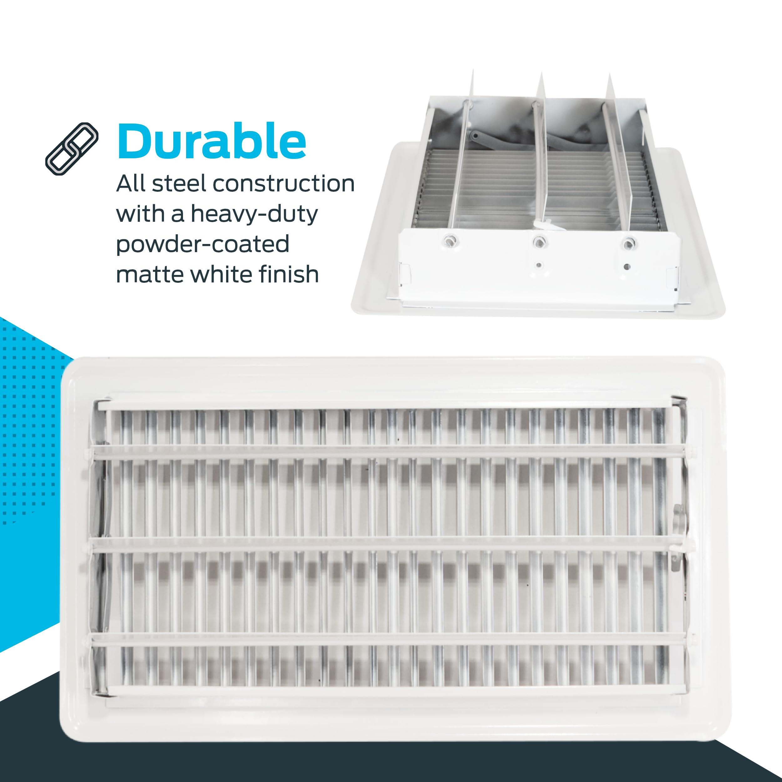 EZ-FLO EZ-FLO 6 x 12 Inch (Duct Opening) Floor Register Vent Cover, One-Way Ventilation Register Diffuser, Solid Steel HVAC Air Vent Cover, White, 61638