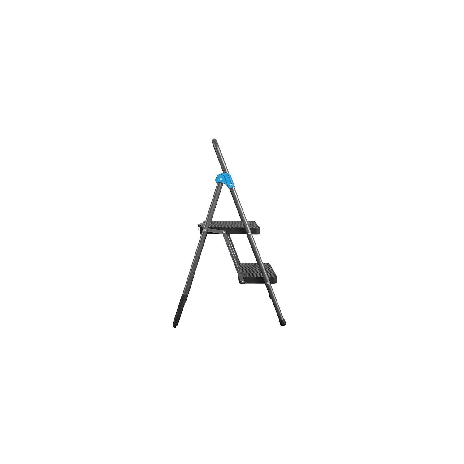 CoscoProducts Cosco 11829GGB Commercial 2-Step Folding Stool, 300lb Cap, 20 1/2w x 24 3/4d x 39 1/2h, Gray (CSC11829GGB)