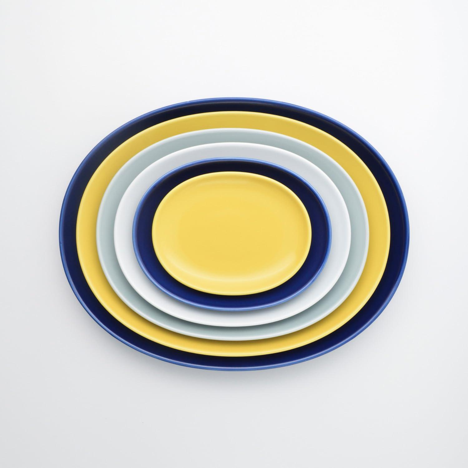 (Saikaitoki) (Saikaitoki) Saikai Pottery 13219 Hasamiyaki Common Plate Plate, Oval Gray, Diameter 10.6 inches (27 cm), Microwave and Dishwasher Safe, Made in Japan