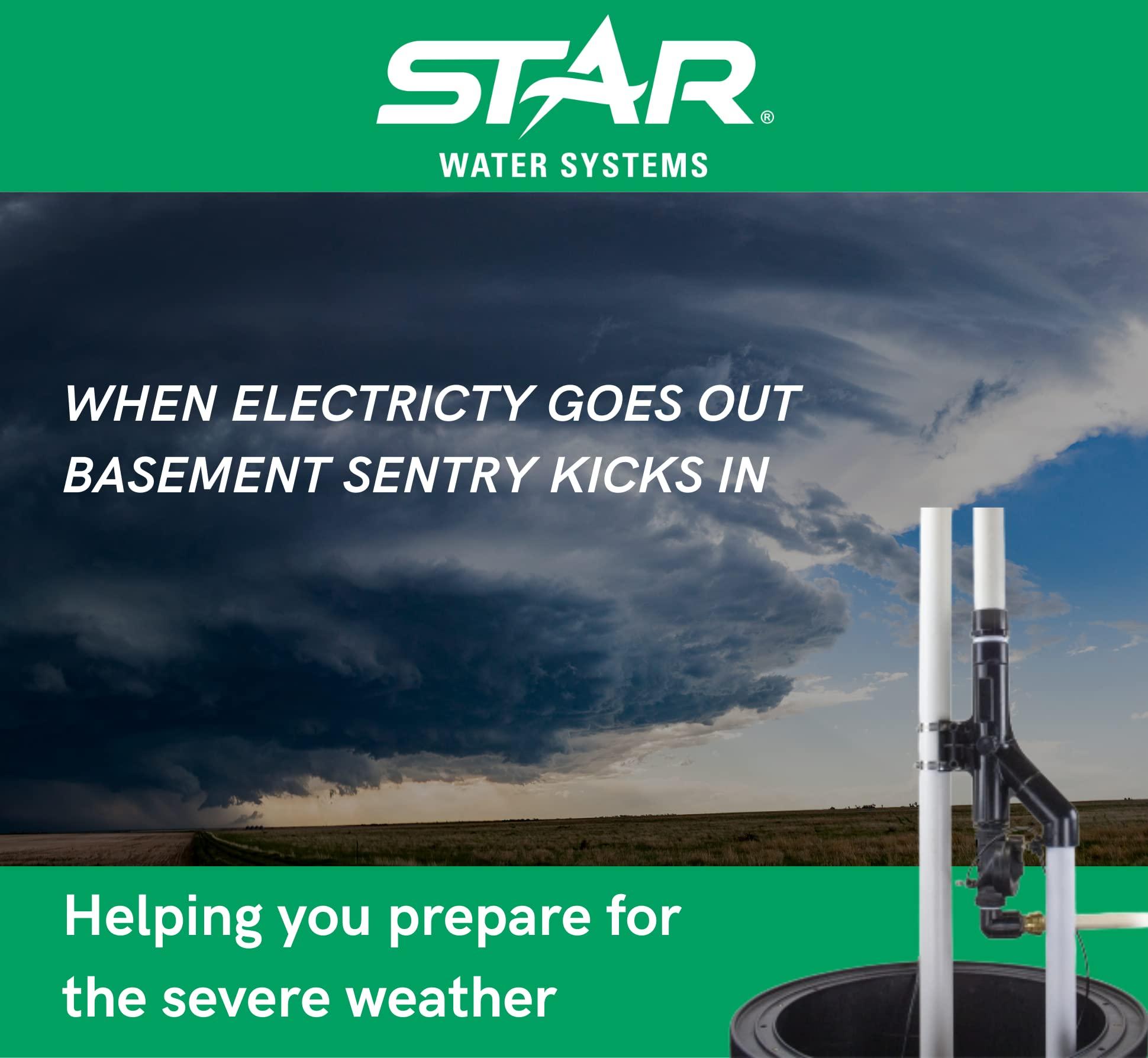 Star Basement Sentry Water Powered Backup Sump Pump System (STWB140) Uses Water Pressure - No Electricity or Batteries Required, Automatically Self Activates in Emergency & Pumps up to 20 GPM