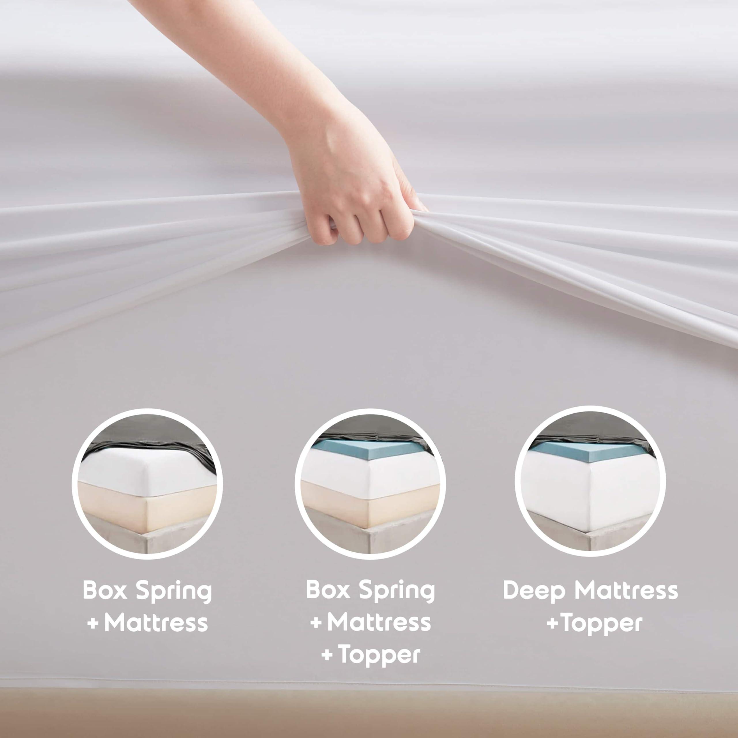 Nestl Nestl Split King Sheets for Adjustable Beds - 5 Piece Split King Sheets Set, Deep Pocket, Hotel Luxury, Extra Soft, Breathable and Cooling, White Split King Bed Sheets