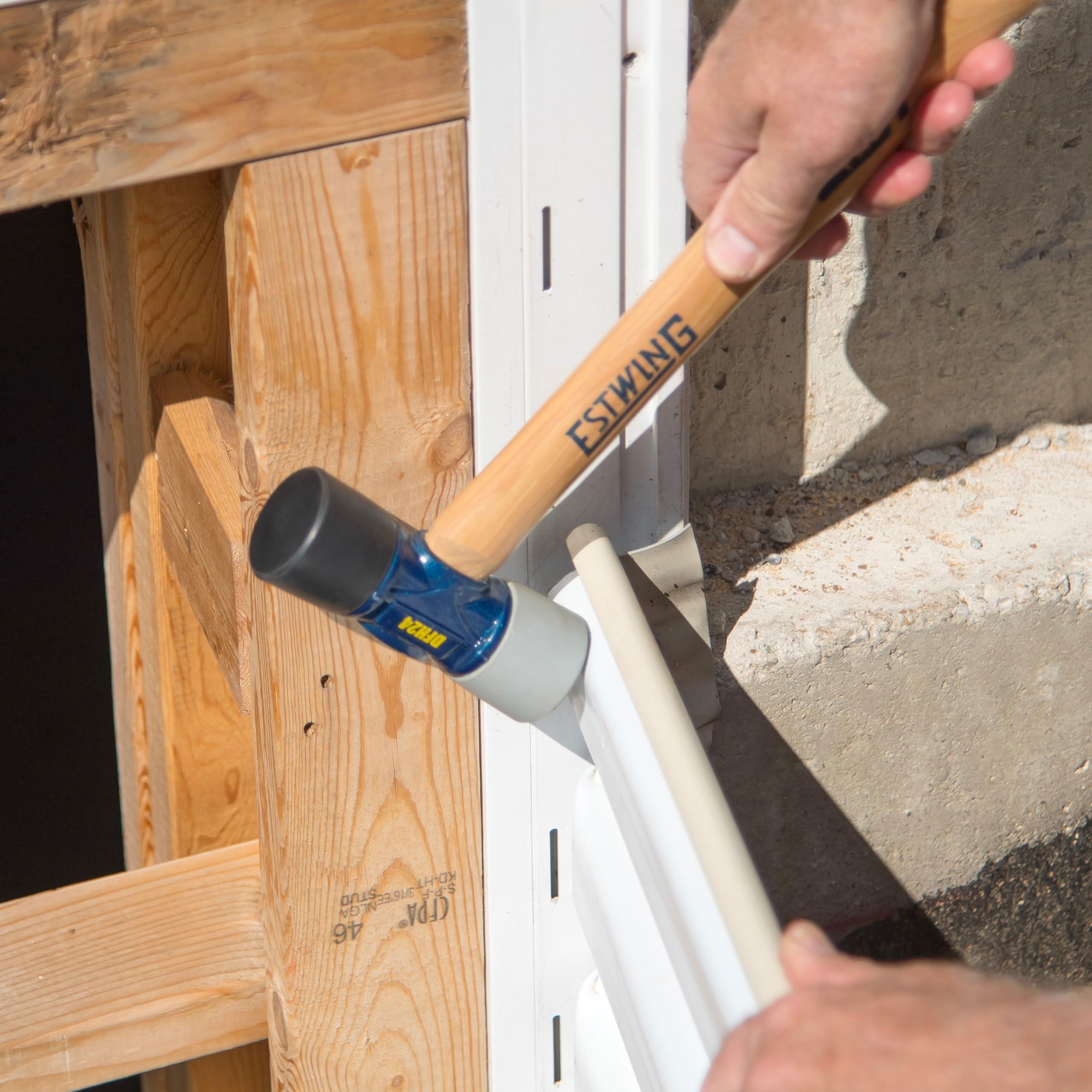 Estwing ESTWING Rubber Mallet - 24 oz Double-Face Hammer with Soft/Hard Tips & Hickory Wood Handle - DFH24