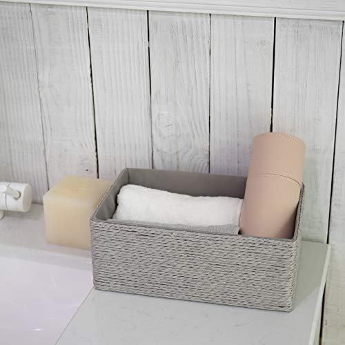 LA JOLIE MUSE LA JOLIE MUSE Storage Baskets Set 4 - Stackable Woven Basket Paper Rope Bin, Storage Boxes for Makeup Closet Bathroom Bedroom (Gray)