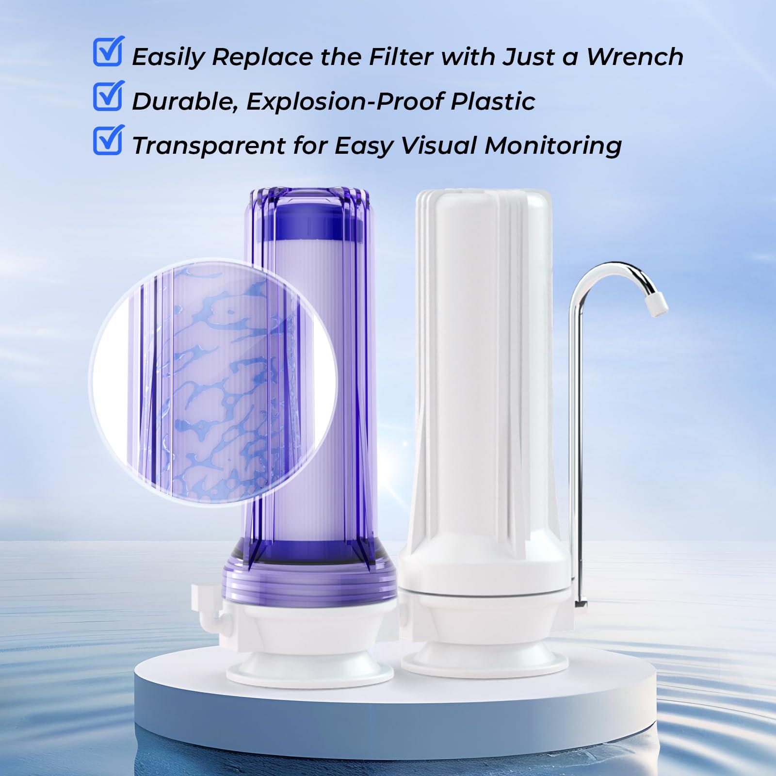 iSpring iSpring CKC2 High Output 2 Stage Countertop Water Filtration Dispenser System-Includes Activated Carbon Block Filters, White