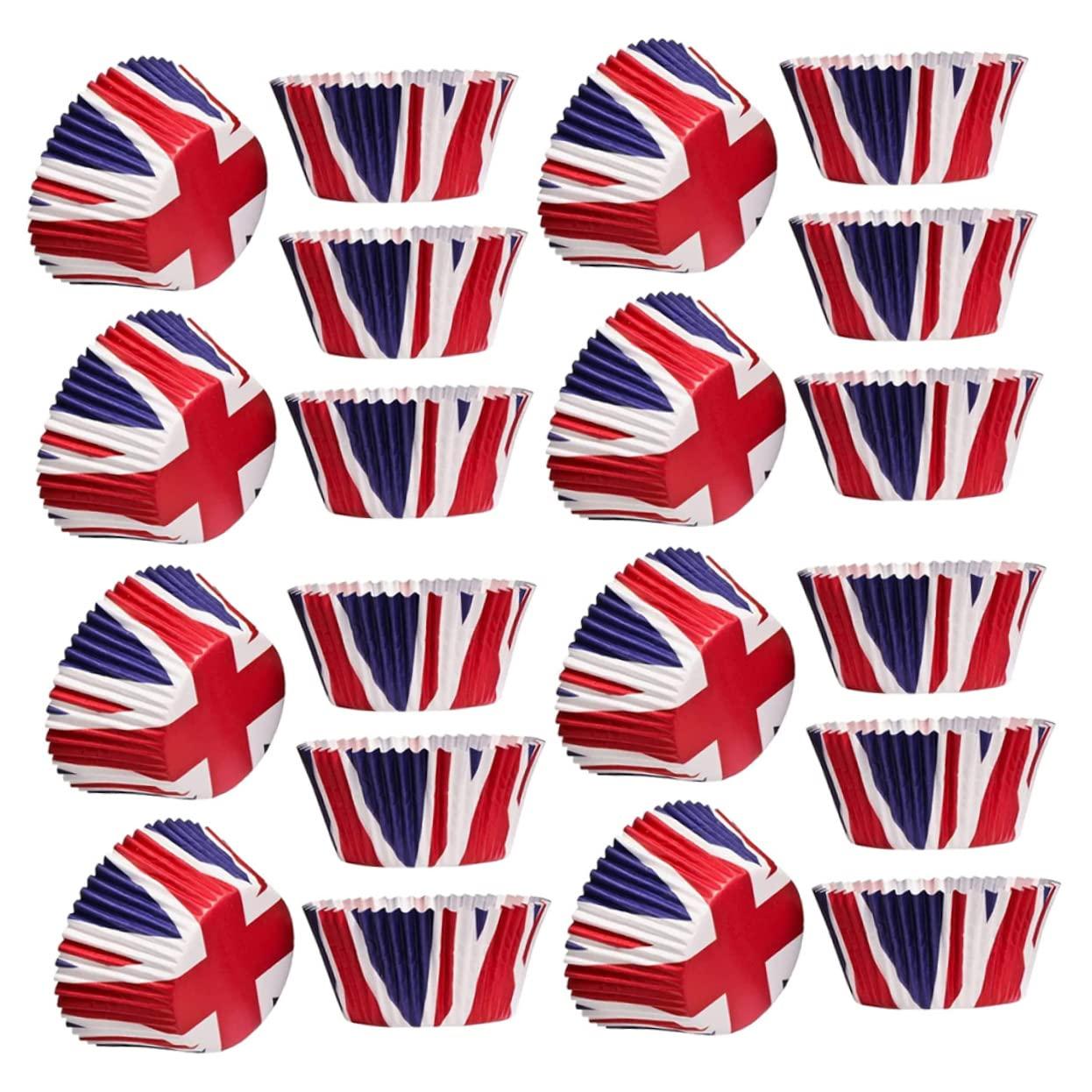 CATIEBYE CATIEBYE Heatproof 200pcs Union Jack Cake Cups British Flag Baking Muffin Cases Paper Liners for Baking Snacking
