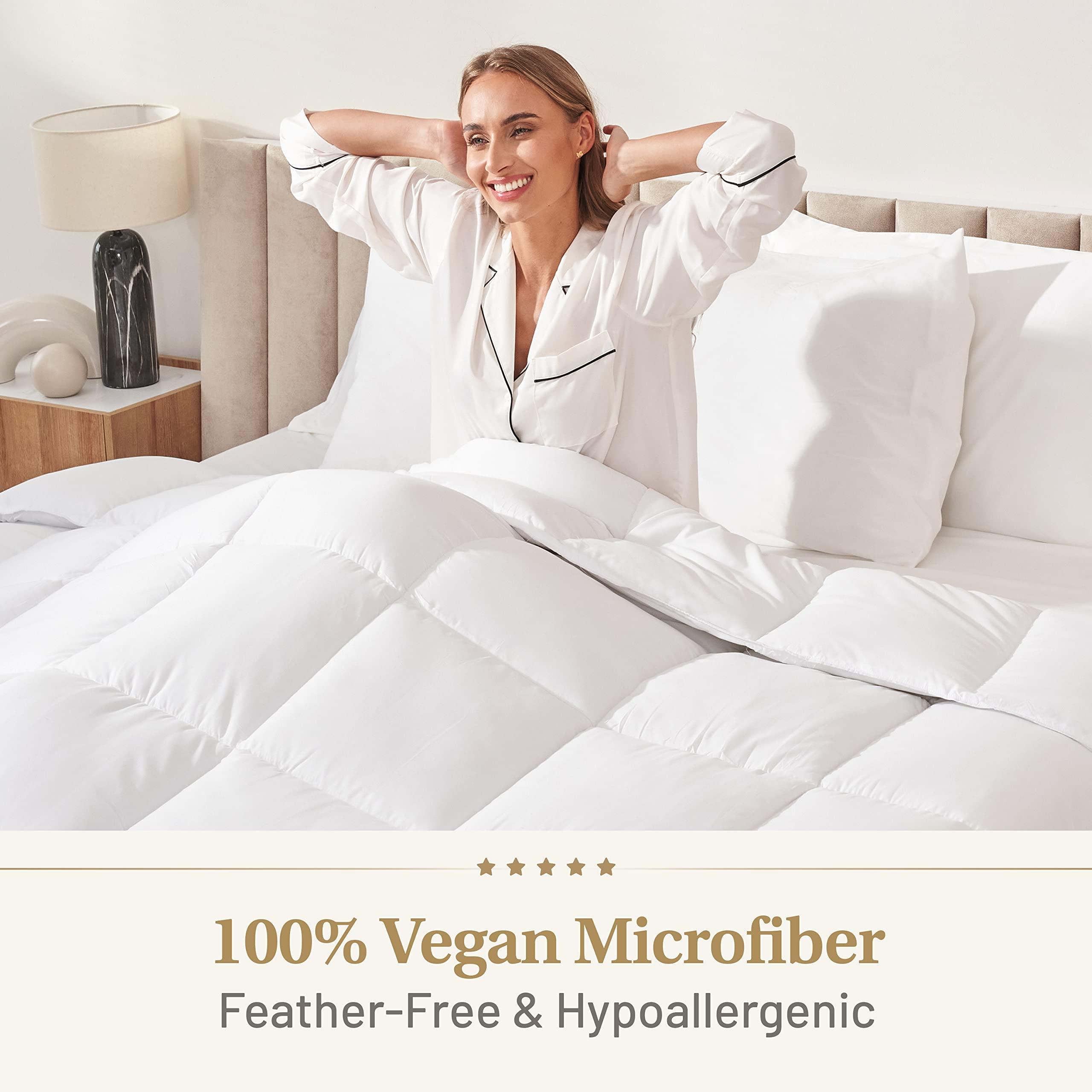 Lavish Comforts Down Alternative Comforter King Size - Fluffy Duvet Insert - Premium Plush All Season - Luxury Breathable Hotel Cooling Comforter - King, White, 104x86 inches - Comes Compressed Packaging