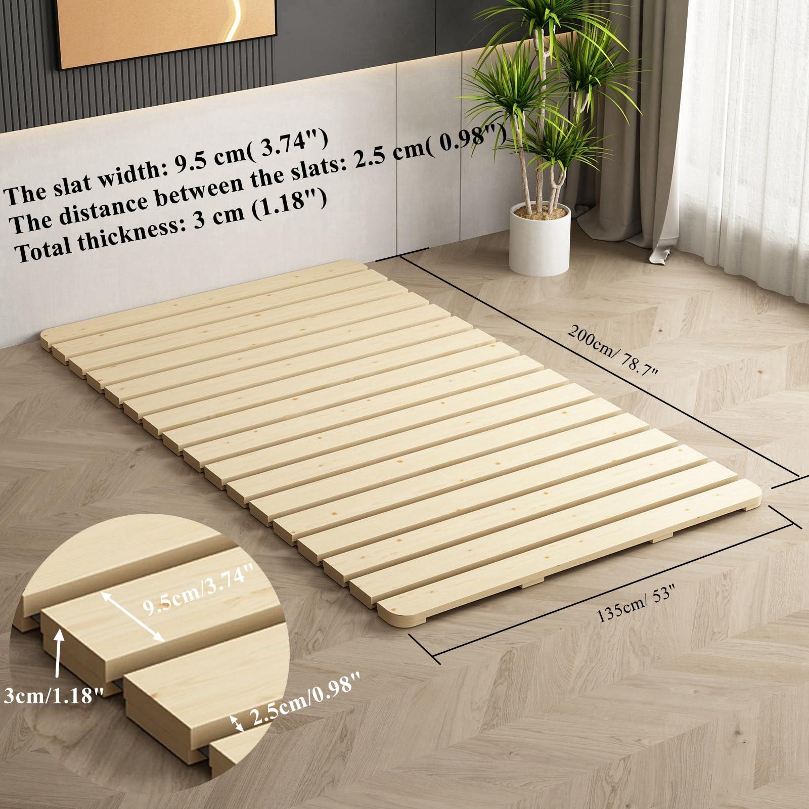 LOBOTOU LOBOTOU Breathable Moisture-Proof Bed Plate, Guest Tatami Mat,Wood Roll-Type Slatted Bed Japanese Floor Futon Mattress, Floor Sleep Bedding (Full)