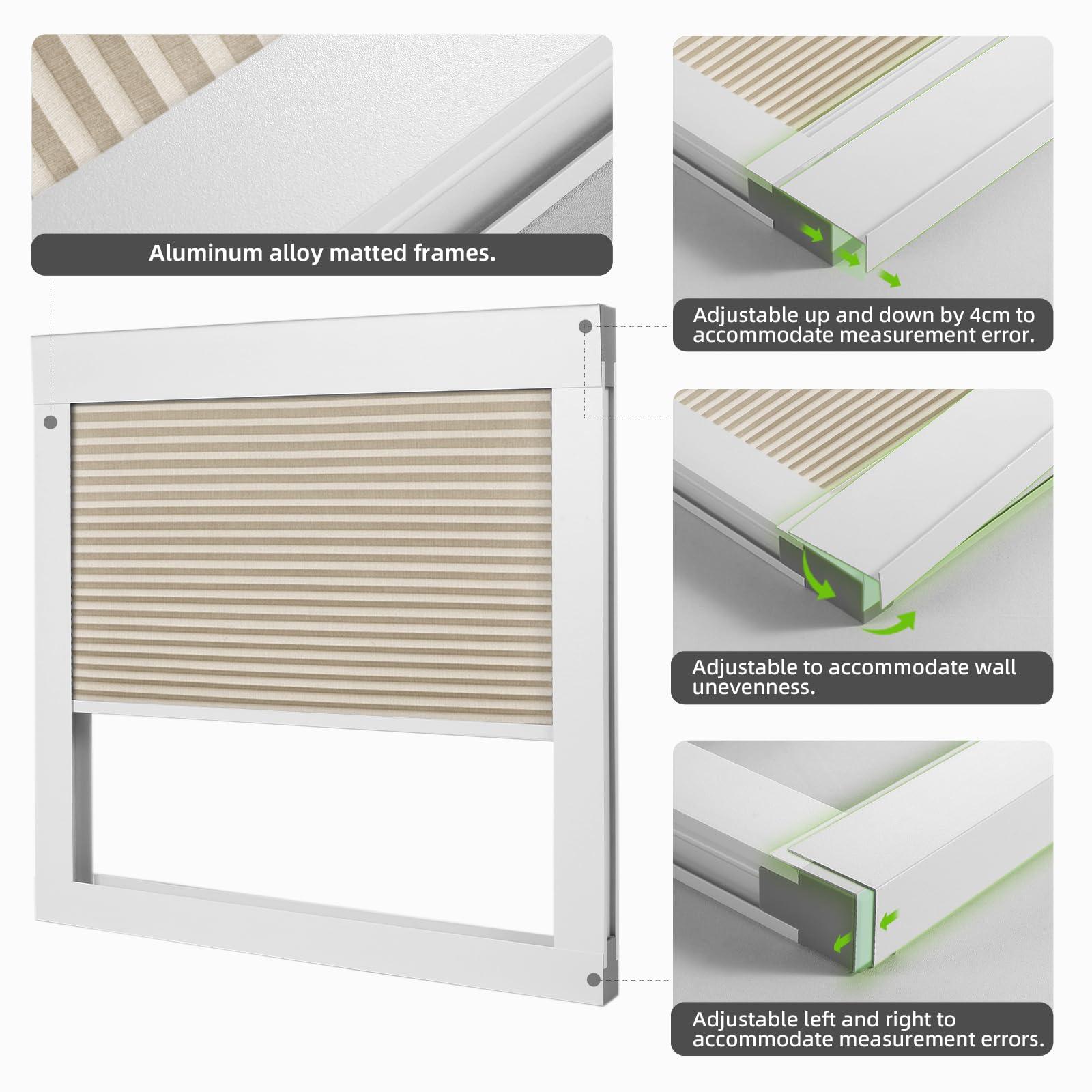 ZSTARR ZSTARR Motorized Skylight Shades Cellular Honeycomb Electric Blinds with Solar Panel Cordless Rechargeable Shades with Remote for Roof Inclined Plane Room Custom Size (BO Printed Wheat)