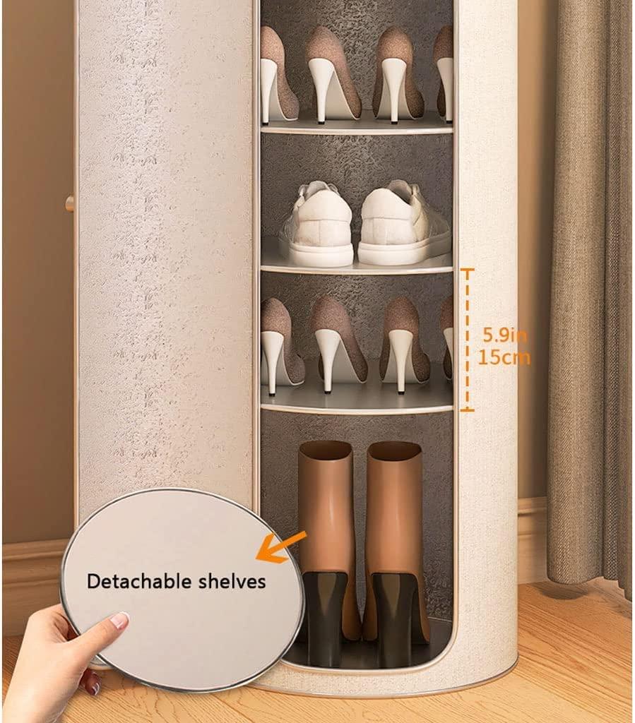 LIOONS 7-Tier Vertical Shoe Racks Creative Round with Door Shoe Shelf Shoe Organizer for Entryway, Living Room, Bedroom Shoe Tower