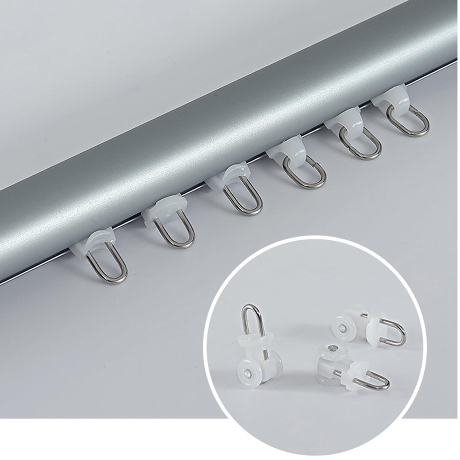 WDJBPSH 5ft 6ft 7ft 8ft 9ft 10ft 11ft 12ft Long Straight Rail Curtain Rod for Room Divider, White Champagne Grey Sliding Curtain Track for Patio/Bay Window/Camper/Bedroom/Gazebo/Office, Wall Mount (Color
