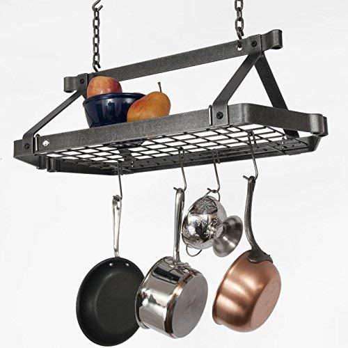 Enclume Enclume DR5 Decor Retro Rectangle Ceiling Rack with Grid, Hammered Steel