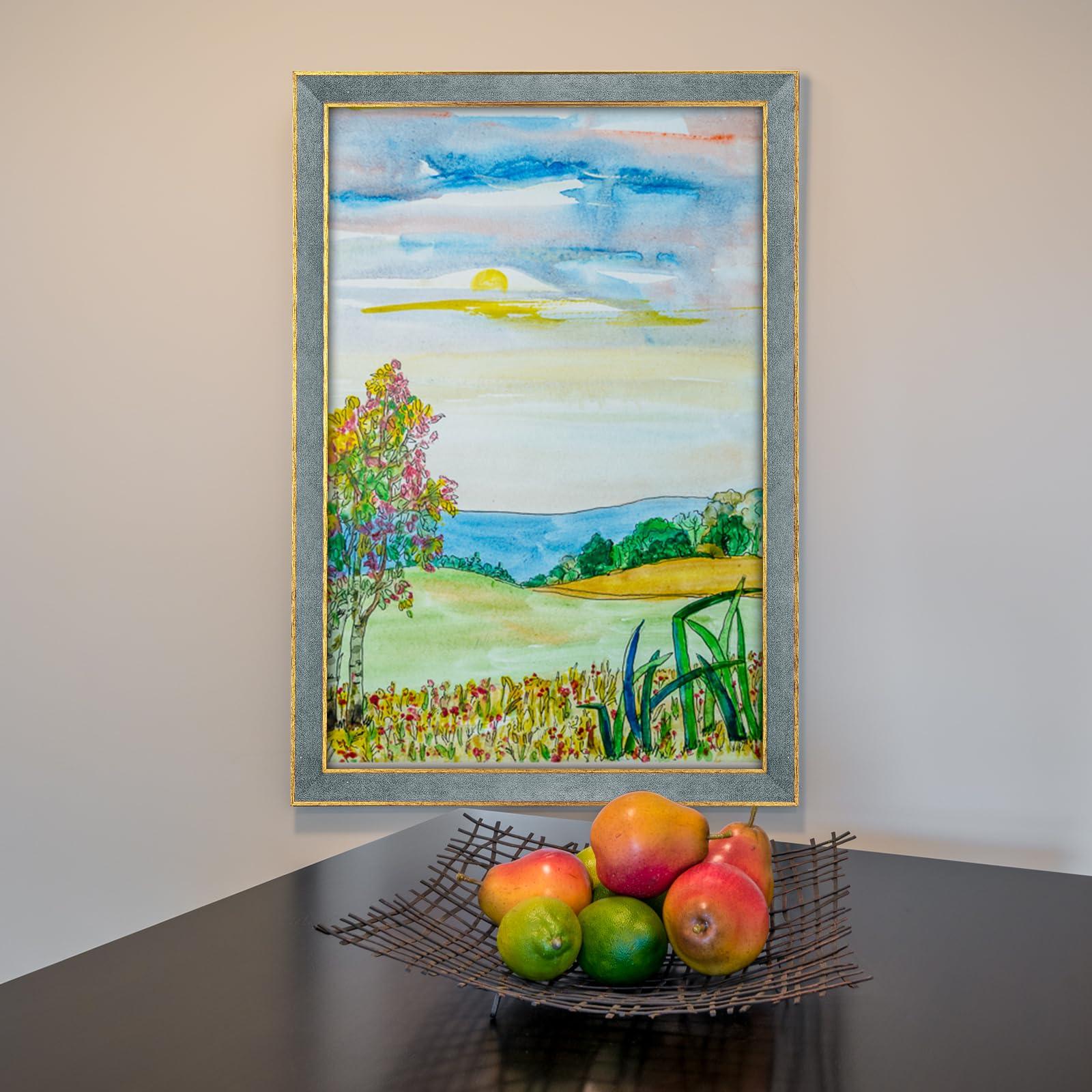 euwazram euwazram Suede 11x17 Frame - Single Frame, Christmas Elegant Gray 11 x 17 Poster Frame with Mat for 9x12, 11x17 Picture Frames for Artwork, Puzzles, Photos and Movie Posters