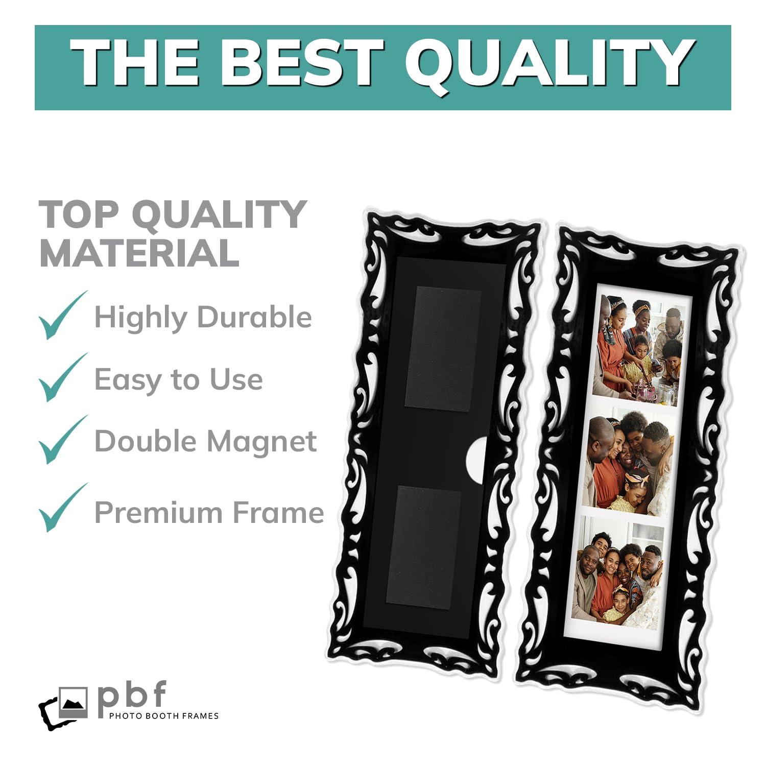 pbf PHOTO BOOTH FRAMES pbf Magnetic Photo Booth Frames for 2x6 Photo Strips | Magnetic Picture Frames for Refrigerator | Fridge Picture Frame Magnets | Magnetic Photo Holders for Locker, Photo Board (Black, 24-Pack)