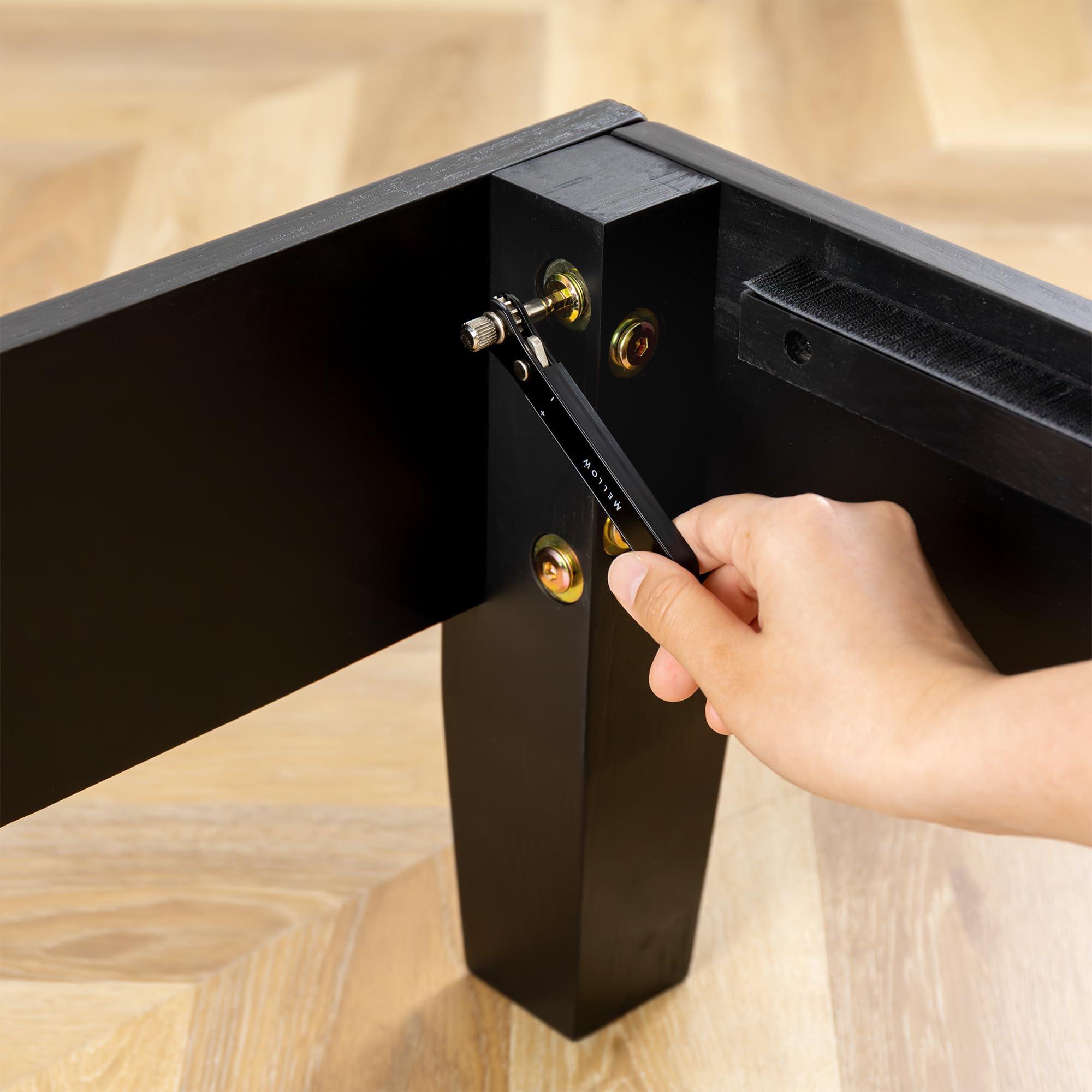 Mellow Mellow Naturalista Grand 12 Inch Solid Wood Platform Bed with Wooden Slats, Easy Assembly, Queen, Black