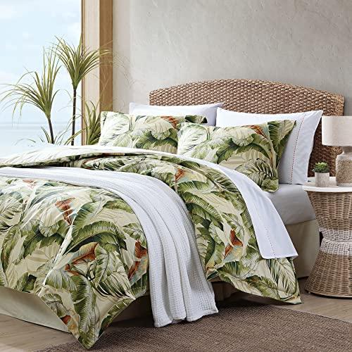 Tommy Bahama Tommy Bahama - Queen Comforter Set, Cotton Sateen Bedding with Matching Shams & Bedskirt, Home Decor for All Seasons (Palmiers Green, Queen)