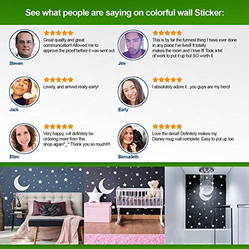 Decords White Stars Stickers - Space Themed Bedroom Constellation Wallpaper Decor Decal - Star Moon Nursery Room Decals for Wall - 220 Stickers