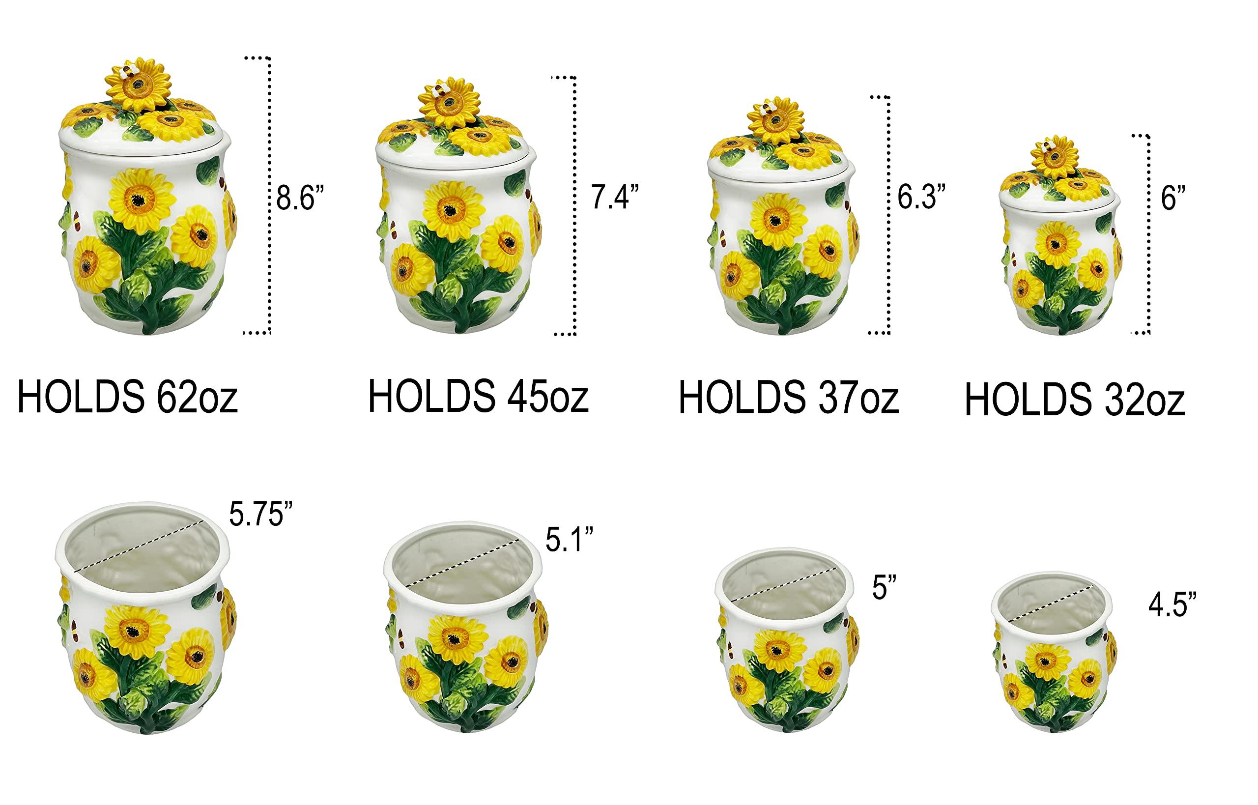 ACK Sunflower Kitchen Canisters, 4 pc Canisters Sunflower