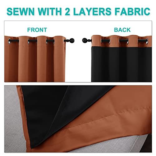 NICETOWN NICETOWN 100% Blackout Curtains 54 inches Long, Double-Deck Completely Blackout Window Treatment Thermal Insulated Lined Drapes for Small Window (Burnt Orange, 1 Pair, 46 inches Width Each Panel)