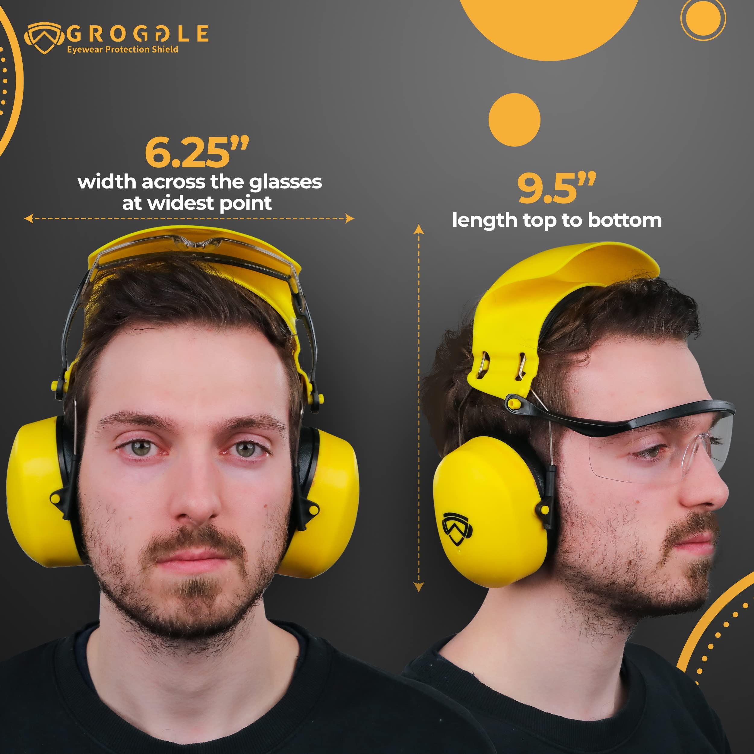 groggle Groggle Combination Safety Glasses and Safety Earmuff. Unique, New, PPE, Protective Shield Prevents Damage and Scratching. Provides Convienence, Comfort, NRR 26 Db Passive Hearing Protection.