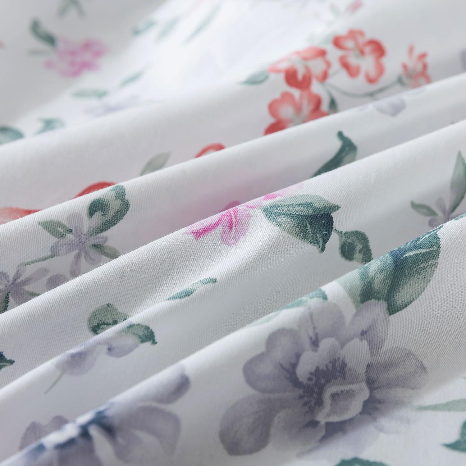 FADFAY FADFAY Floral Duvet Cover Set Twin XL 100% Cotton College Bedding Morning Glories Flower Comforter Cover Set Soft Breathable Farmhouse Dorm Room School Bedding Twin Extra Long with Zipper 3 Pieces