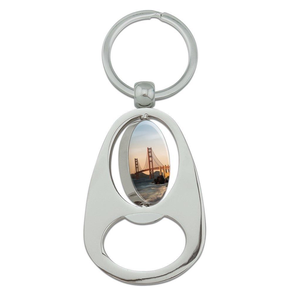 GRAPHICS & MORE Golden Gate Bridge San Francisco Keychain Chrome Metal Spinning Oval Bottle Opener