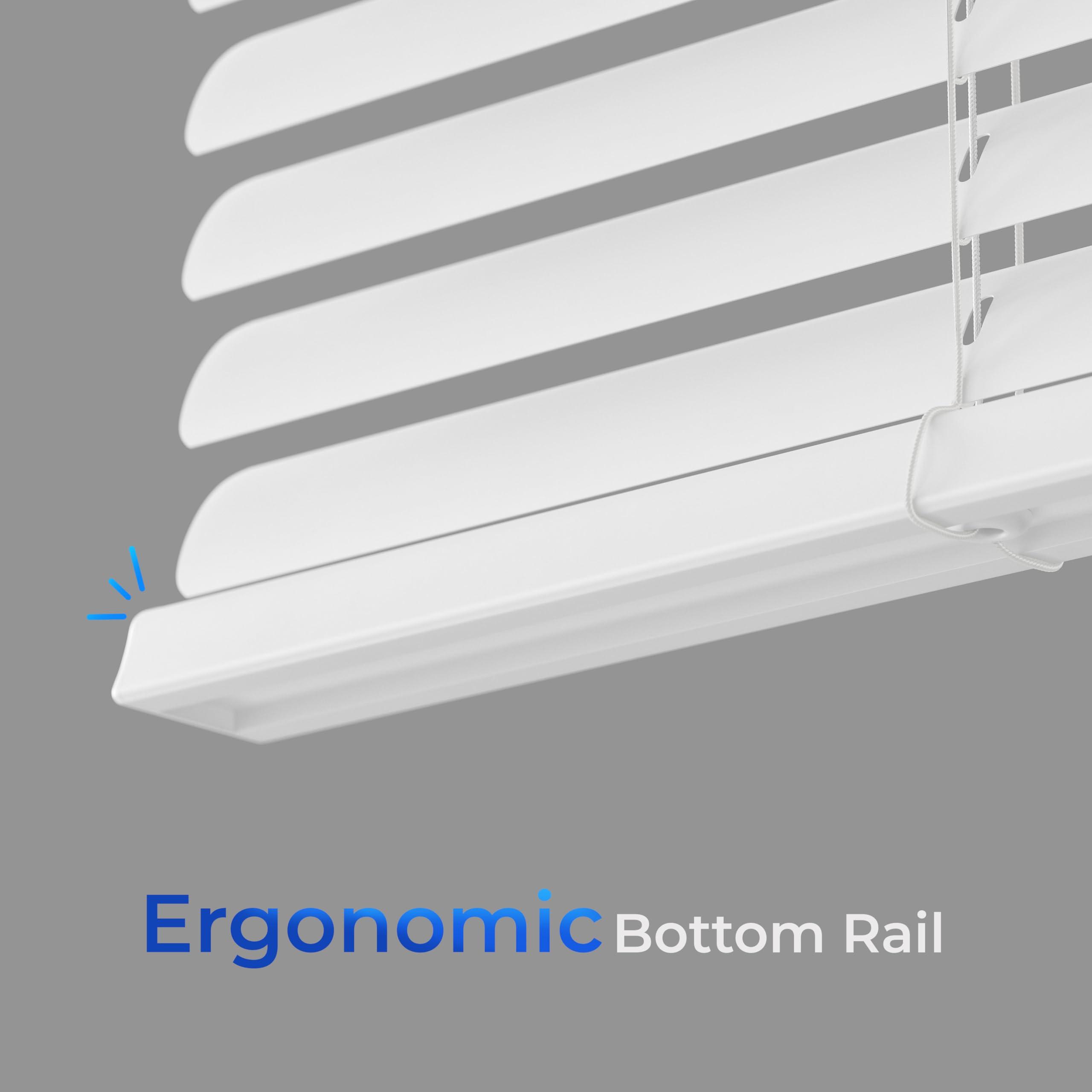 Lumino Cordless Room Darkening Mini Blinds for Indoor Windows - 67" W x 48" L - White, Over 1,400 Custom Sizes Starting at 9.97, 1" Vinyl Slats, Horizontal Window Blinds by Lumino