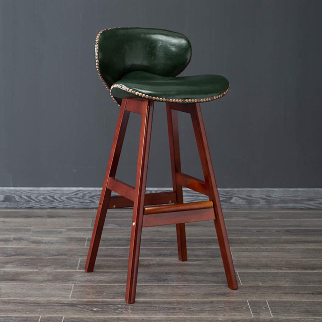 WRRAC-Chair WRRAC-Chair Retro Bar Chairs Solid Wood High Stool with Backrest PU Leather Padded Seat for Restaurant Cashier Home Furnishing,Easy Assembly(Size : 64/74cm)