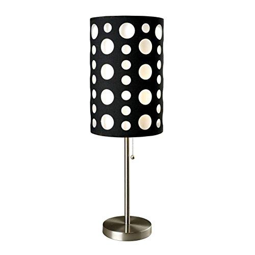 HONGVILLE Hongville HV TLAMP 9300TBK WH Oval Shape Metal Base with Colored Shade Table Lamp, Black and White