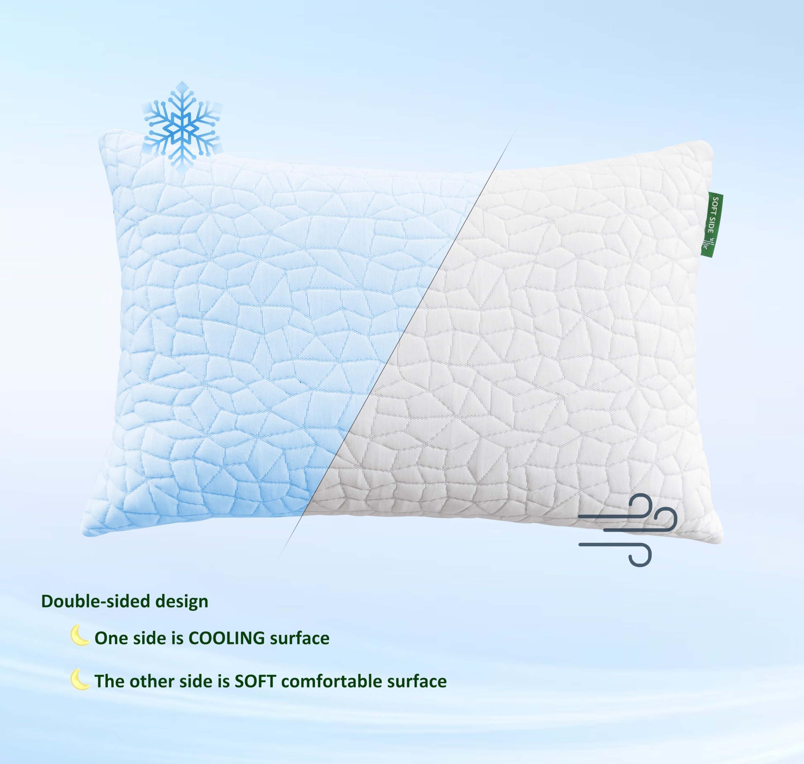 RGTIME RGTIME Cooling Pillows for Sleeping, Adjustable Shredded Memory Foam Bed Pillows Standard Size Set of 2, Cool Pillow for Hot Sleepers, with Extra Fill for Side Back and Stomach Sleepers