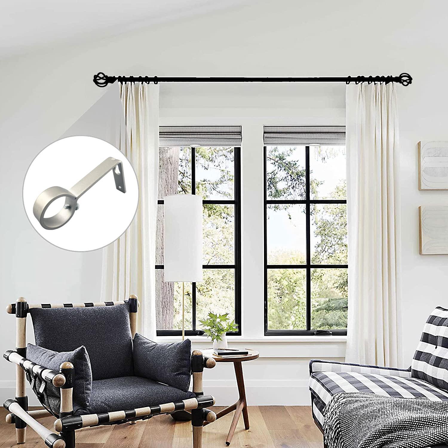 Kowibcl Kowibcl Ceiling Curtain Rod Bracket, 27 Pcs Ceiling Mounted Curtain Rod Brackets for 7/8 Inch Curtain Rod Holder, Heavy Duty Ceiling Bracke for Wall, Silver