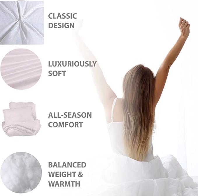 Fabricom-Retail Feel Super 1200-TC All Season Down Alternative Comforter Oversized King Plus (128x120) Pinch Pleated Warm & Soft Quilted 100% Egyptian Cotton 600 GSM Breathable & Soft Quality Comforter