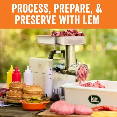 LEM LEM Products BigBite #8 Meat Grinder, 0.50 HP Stainless Steel Electric Meat Grinder Machine, Ideal for Regular Use