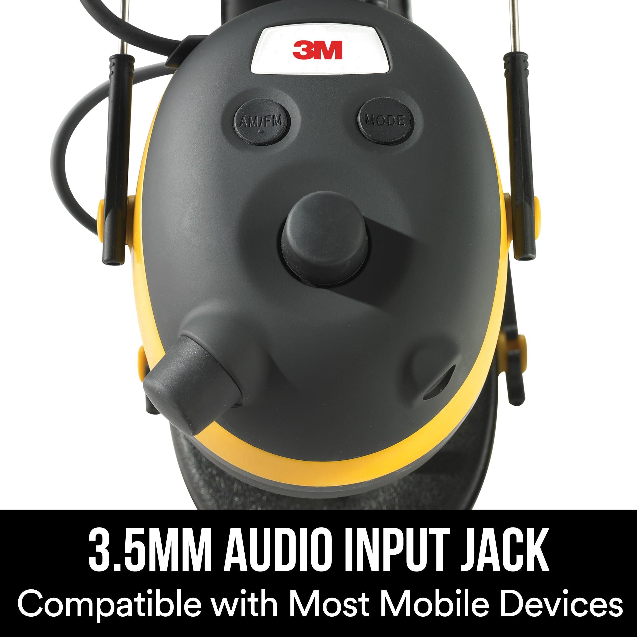3M Safety 3M - 90541-80025T WorkTunes AM/FM Hearing Protector with Audio Assist Technology, 24 dB NRR, Ear protection for Mowing, Snowblowing, Construction, Work Shops
