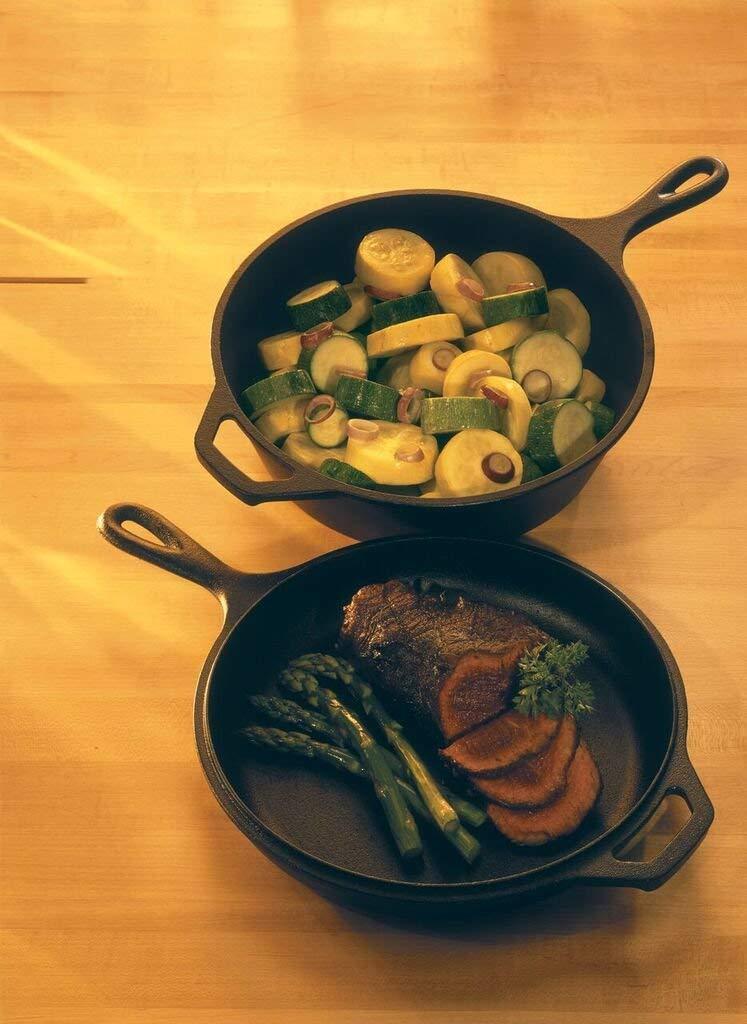 Lodge Lodge Pre-Seasoned 2-in-1 Cast Iron Combo Cooker - 3.2 Quart Deep Pot Cooker + 10.25 Inch Frying Pan - Use in the Oven, on the Stove, Grill, or Over a Campfire - Use to Sear, Saut, Broil, Fry- Black