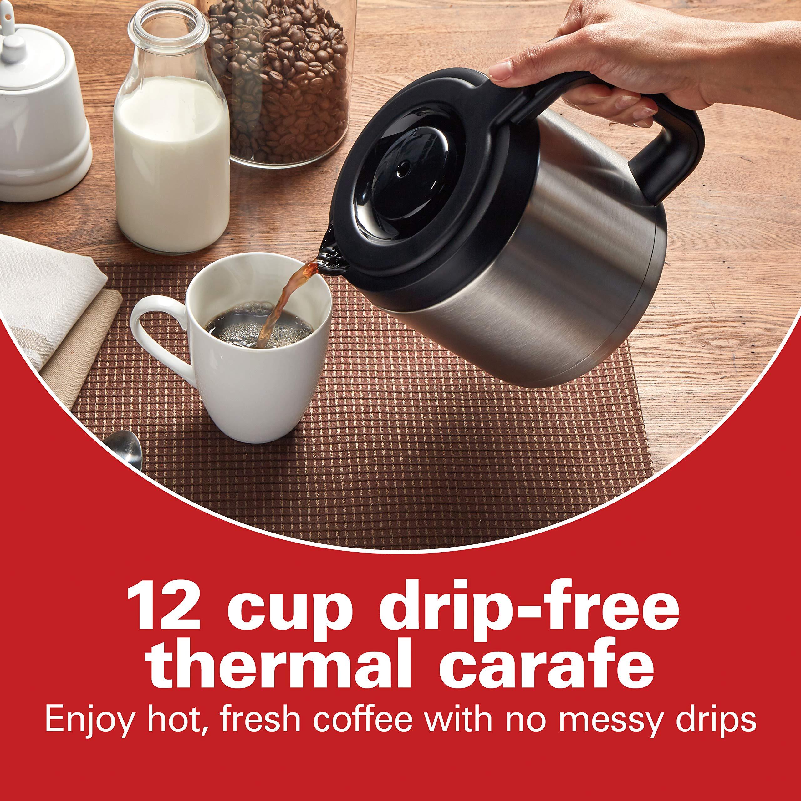 Hamilton Beach Hamilton Beach Programmable Front-Fill Coffee Maker with Thermal Carafe (46391), 12 Cup Capacity, Black and Stainless